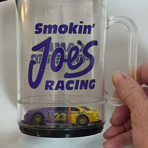 Clear Mug with Purple and Yellow Car